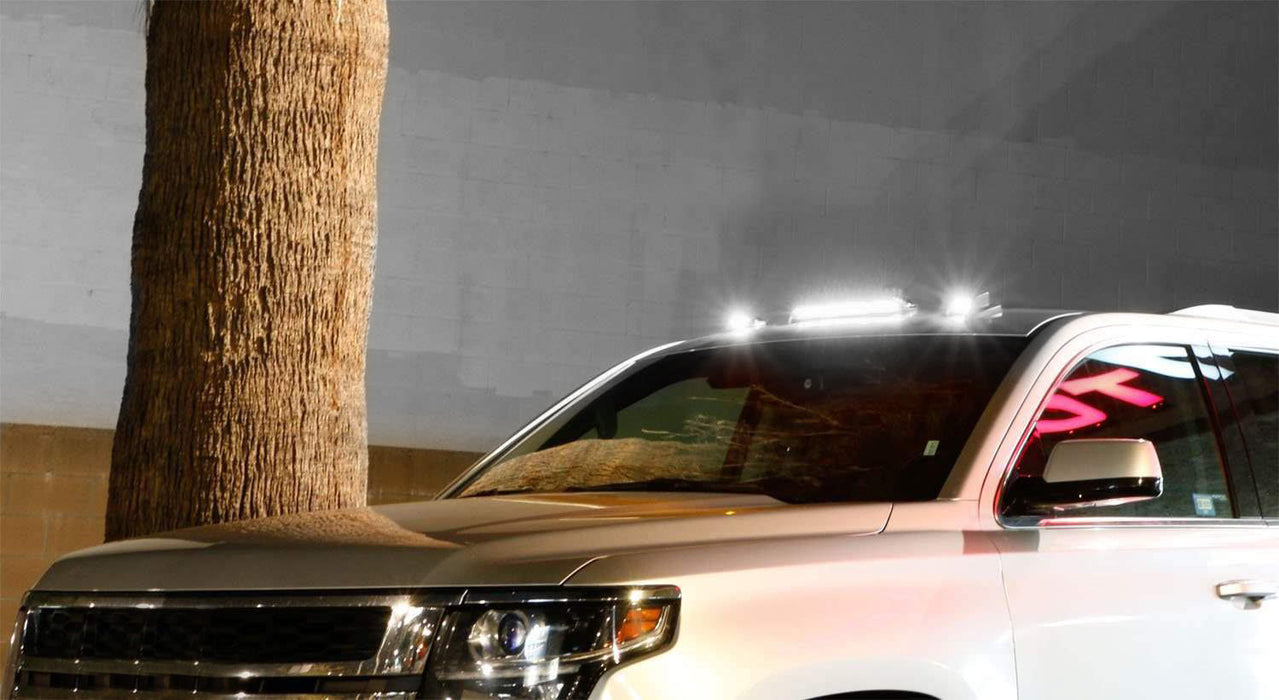 Clear Lens 3pc Cab Roof Marker Running Lights w/White LED Lamp For Truck SUV 4x4