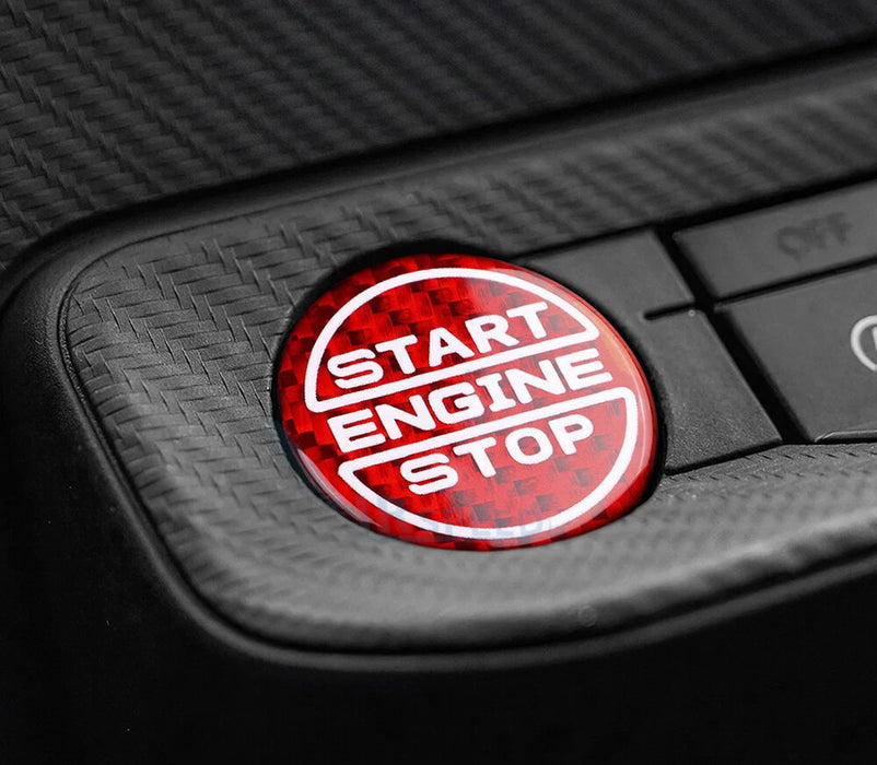 Sports Red Real Carbon Fiber Engine Start Stop Button Cover For Ford 24+ Mustang