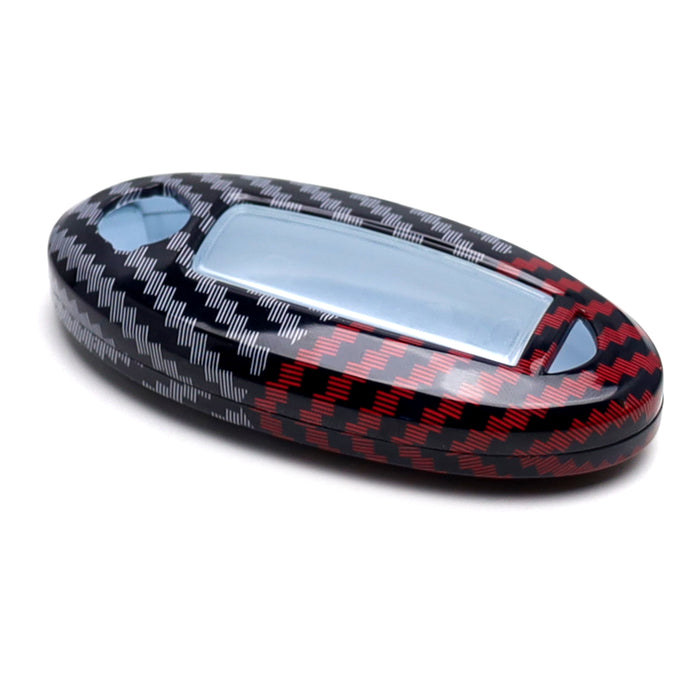 Black/Red Carbon Pattern Hard Key Cover For Nissan Infiniti Oval Shape Smart Key