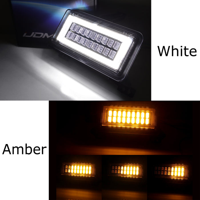Clear Lens White LED DRL & Amber Turn Signal Lights For Chevy/GMC C/K SUV Truck