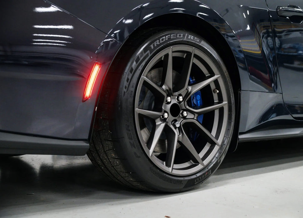 4pc Set Smoked Lens Amber/Red Full Strip LED Side Markers For Ford 2024+ Mustang