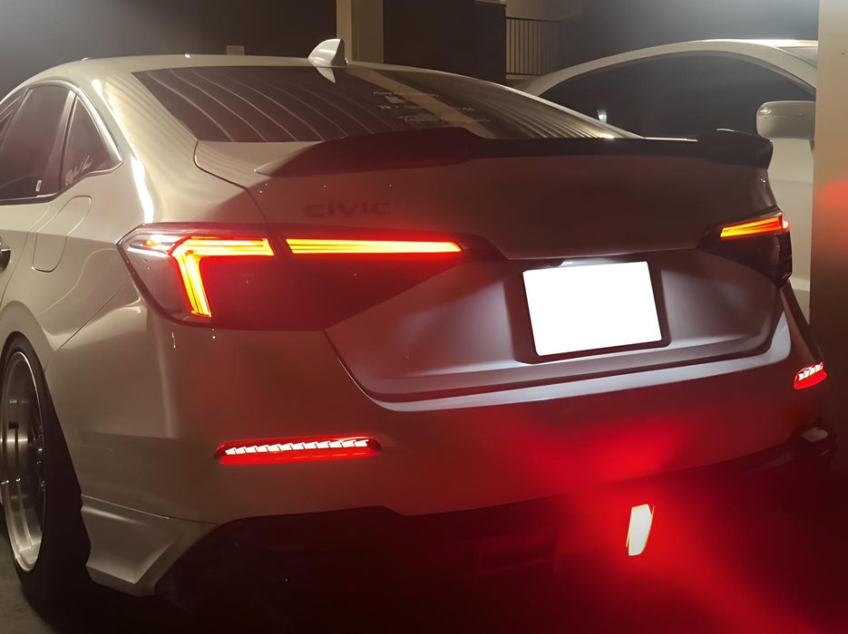 Full LED Bumper Reflector Brake/Sequential Signal Light For Honda 22+ Civic 4Dr