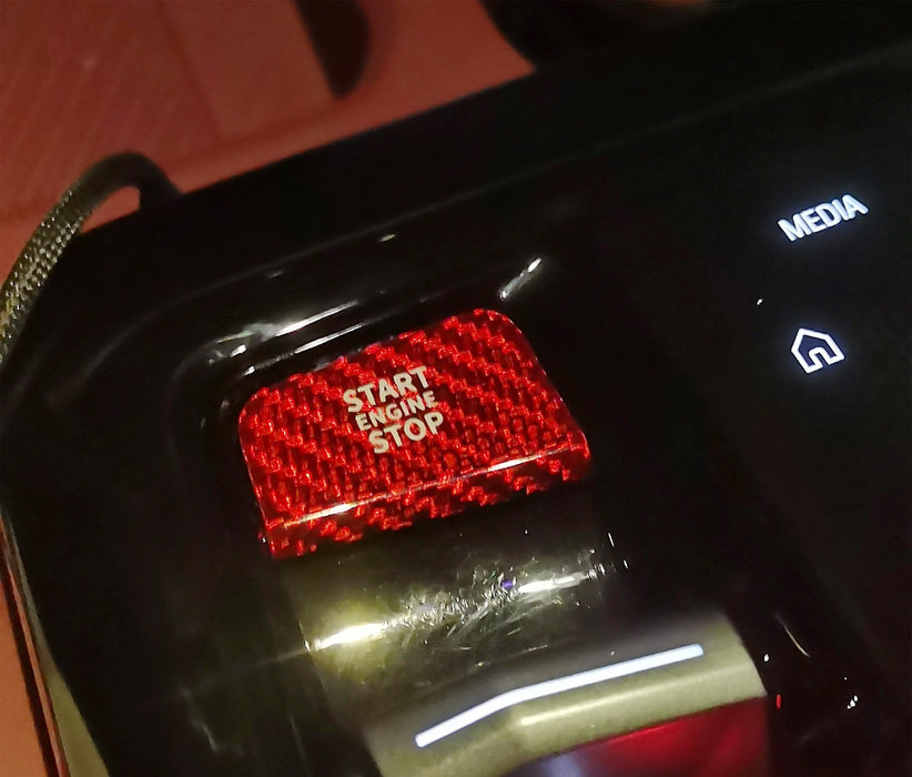 Red Real Carbon Fiber Engine Start Stop Button Cover For BMW 5 7 Series i5 i7 X3