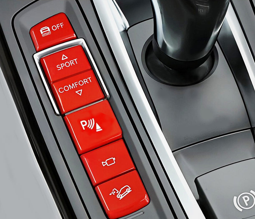 5pc M-Sport Red Center Console Button Cap Replacement Set For BMW F15 X5 F16 X6