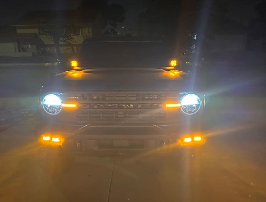 Raptor Style Dual-Pod White/Amber Switchback LED DRL For Bronco Modular Bumper