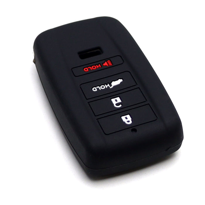 Black Silicone Key Fob Cover Case w/ White/Red Btn For Acura ILX RLX TLX RDX MDX
