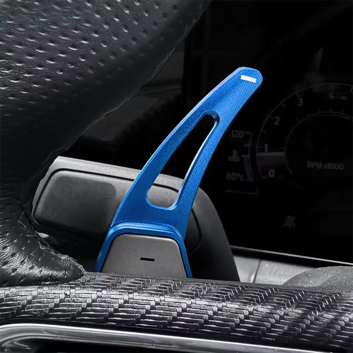 Blue Aluminum Larger Performance Paddle Shifter Extensions For 24+ Ford Mustang