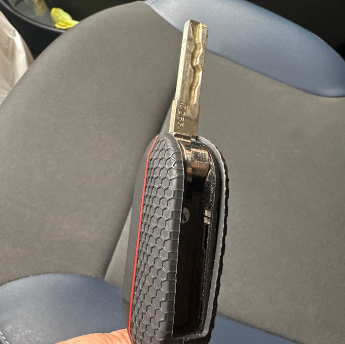 Black Honeycomb Pattern Silicone Key Fob Cover For Fiat 500 Abarth Folding Key