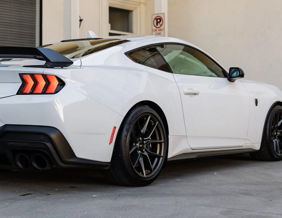 Smoke Lens Amber/Red LED Front + Rear Side Marker Light Kit For Ford 24+ Mustang