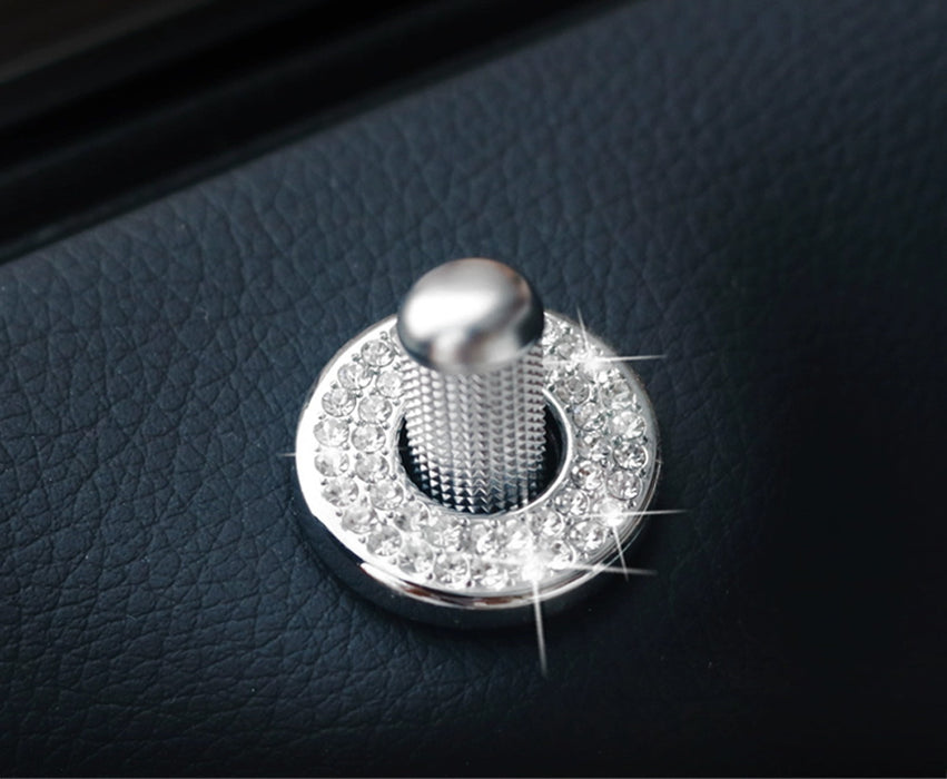 4x Round Crystal Bling Alloy Door Lock Pin Decorative Rings For Mercedes C E GLC