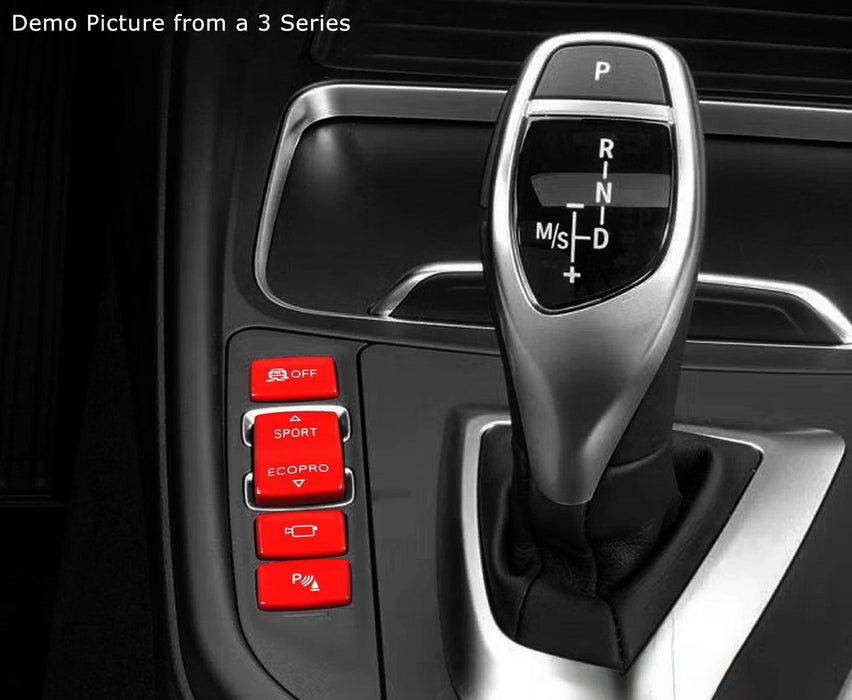 5pc M-Sport Red Center Console Button Cap Replacement Set For BMW F15 X5 F16 X6