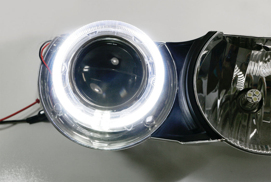 Black GTI Style White LED Halo Ring Angel Eye Shrouds For 3" Headlamp Projector