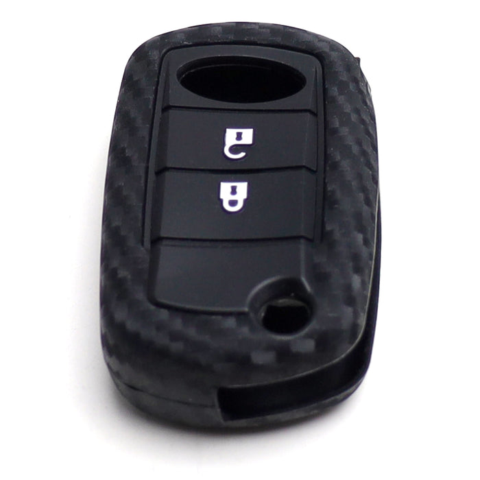 Carbon Fiber Silicone Key Cover For Land Rover LR3 Range Rover Flip Blade Key