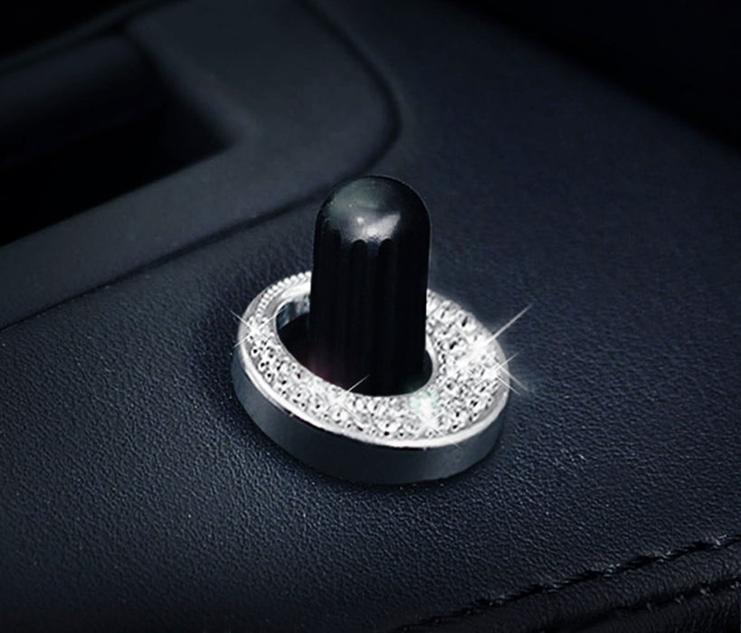 4x Oval Crystal Bling Alloy Door Lock Pin Decorative Rings For Mercedes CLA GLA