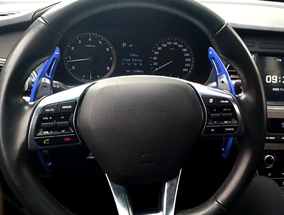 Blue KDM Steering Wheel Paddle Shifter Extension Cover For 15-19 Hyundai Sonata