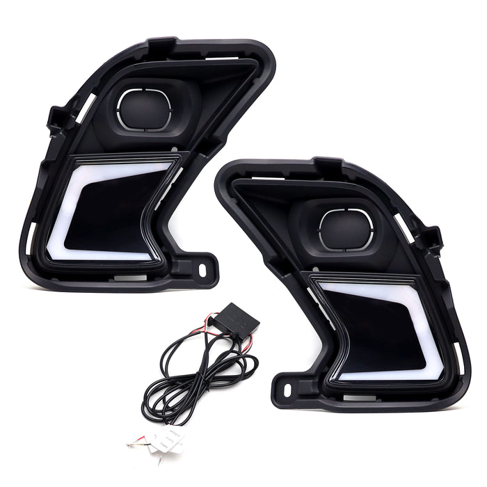 Fog Bezel Replace White/Amber Switchback LED DRL Kit For Toyota Grand Highlander