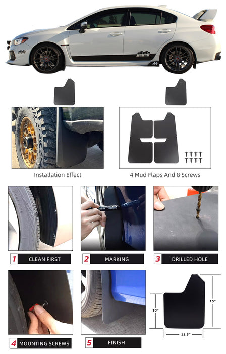 Rally Mud Flap Armor Guards For Subaru WRX Impreza Forester Outback Crosstrek XV