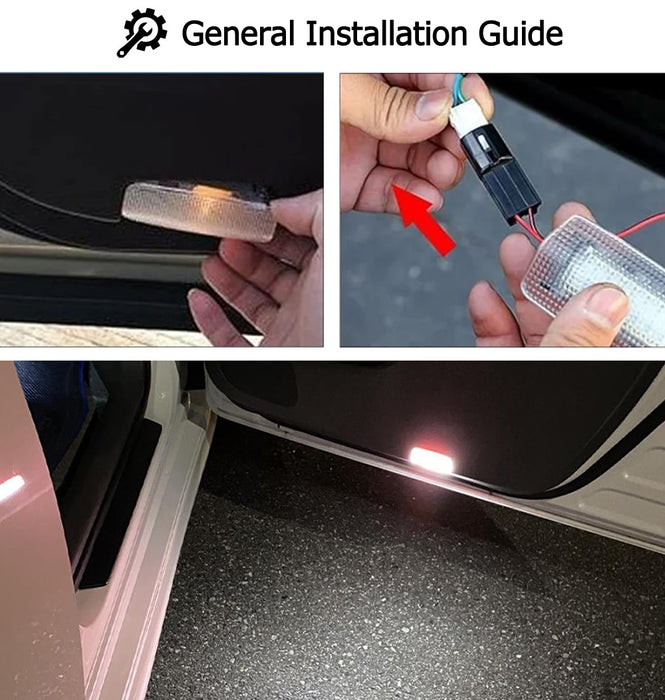 White LED + Red Strober Feature Side Door Courtesy Lights Assy For Lexus Toyota