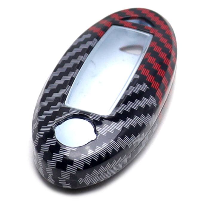 Black/Red Carbon Pattern Hard Key Cover For Nissan Infiniti Oval Shape Smart Key