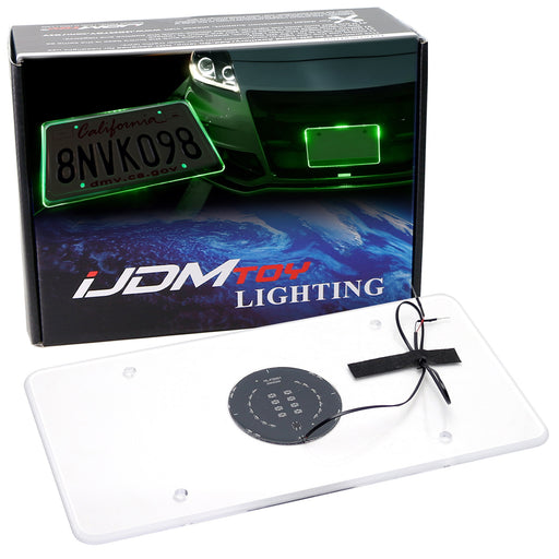JDM Style Green LED Illuminated Background Light Frame Kit For US  License Plate
