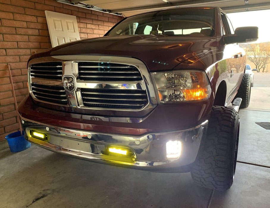 Lower Bumper Mount Fit Yellow SR-Mini LED Light Bar Kit For 11-18 Dodge RAM 1500