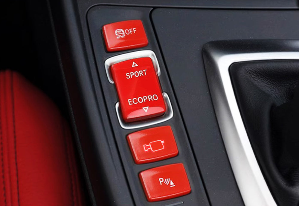 4pc M-Sport Red Center Console Button Cap Replacement Set For BMW 1 2 3 4 Series
