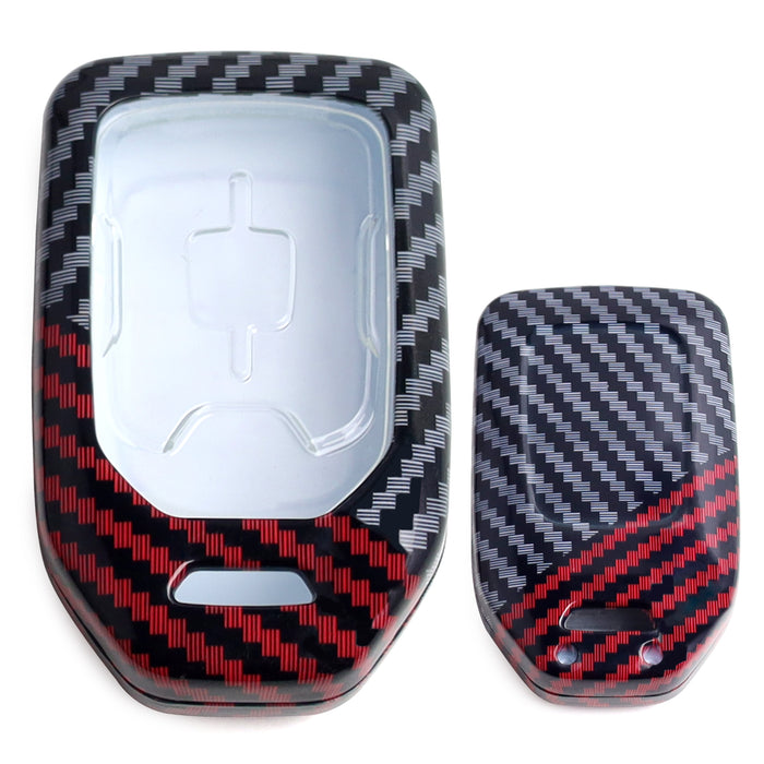Black/Red Carbon Fiber Finish Plastic Key Fob Case Shell For Chevy GMC Truck SUV