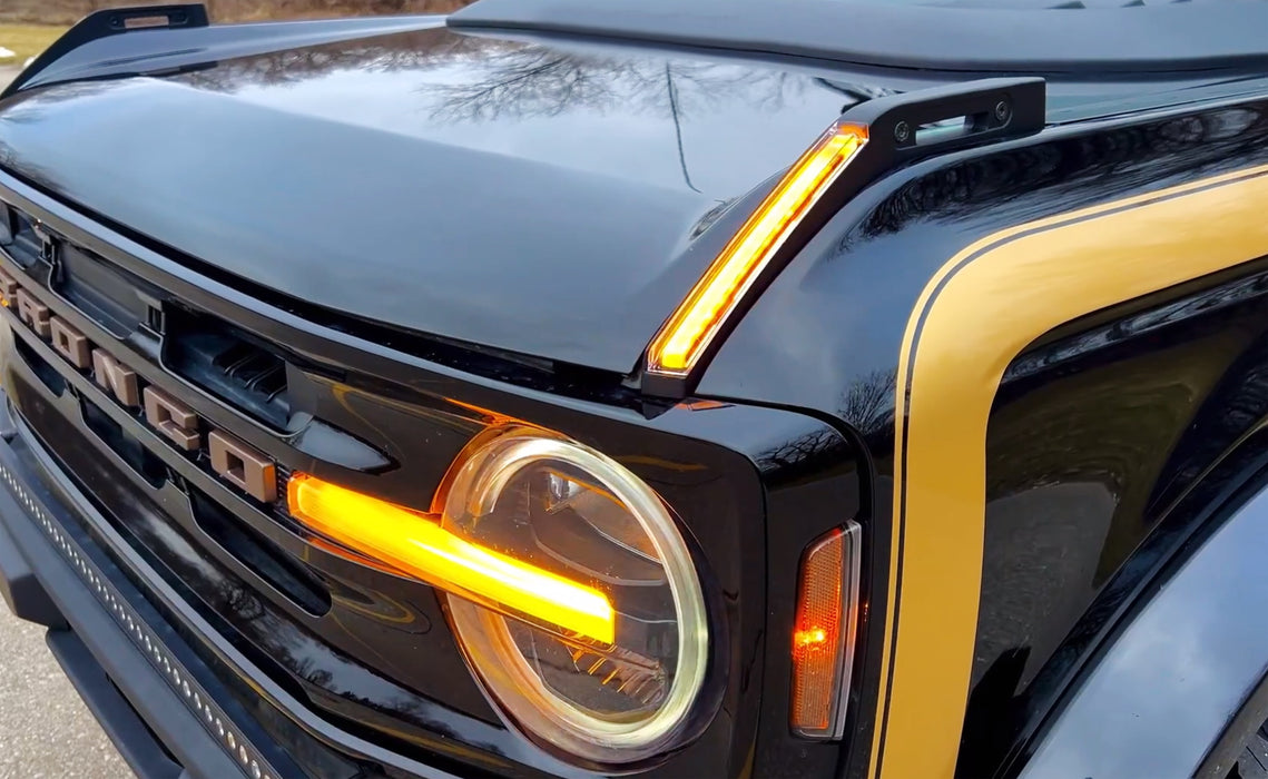 Hood Trail Sight Replace White/Amber Switchback LED DRL Markers For Ford Bronco