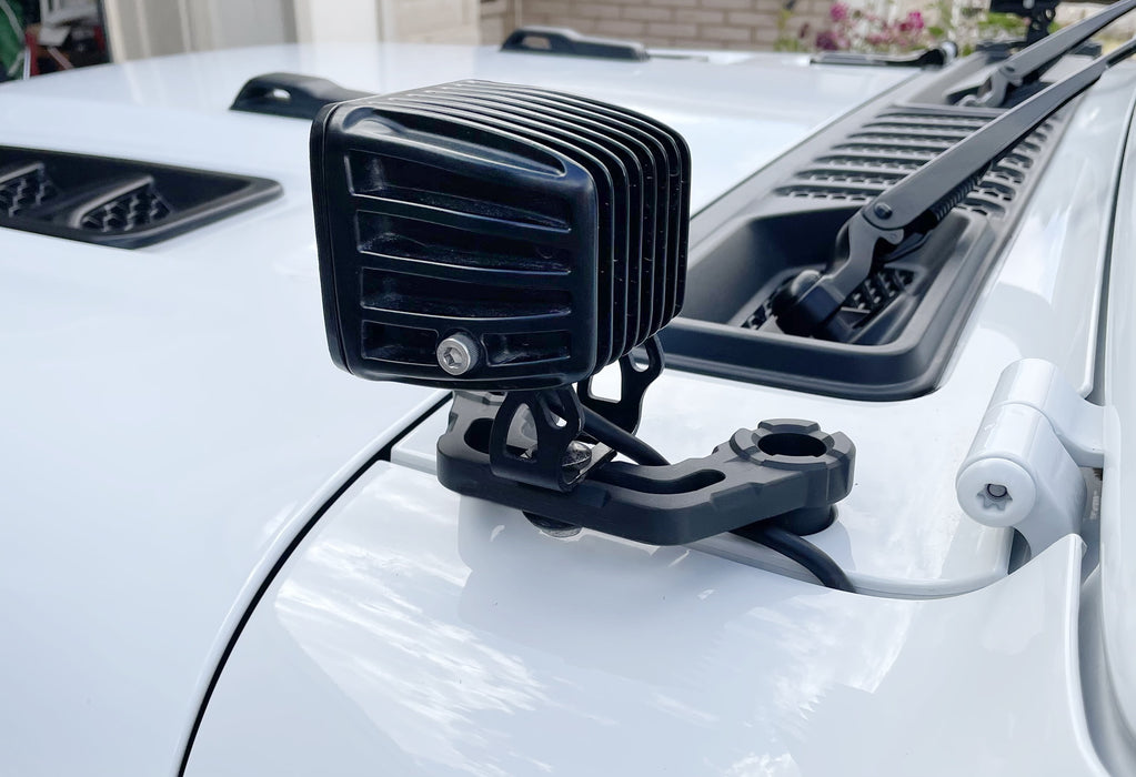 Hood Mount Ditch Pod Light Bracket Hardware For Jeep 18+ Wrangler, 20+ Gladiator