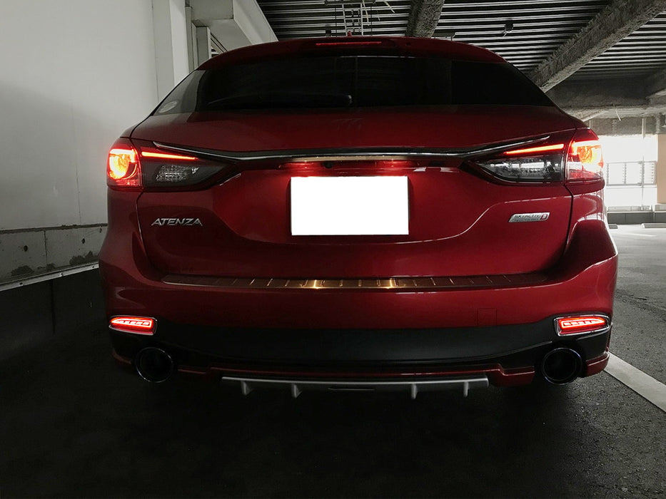 Red Lens Full LED Rear Bumper Reflector Kit For Mazda 3 5 6 as Tail/Brake/Signal