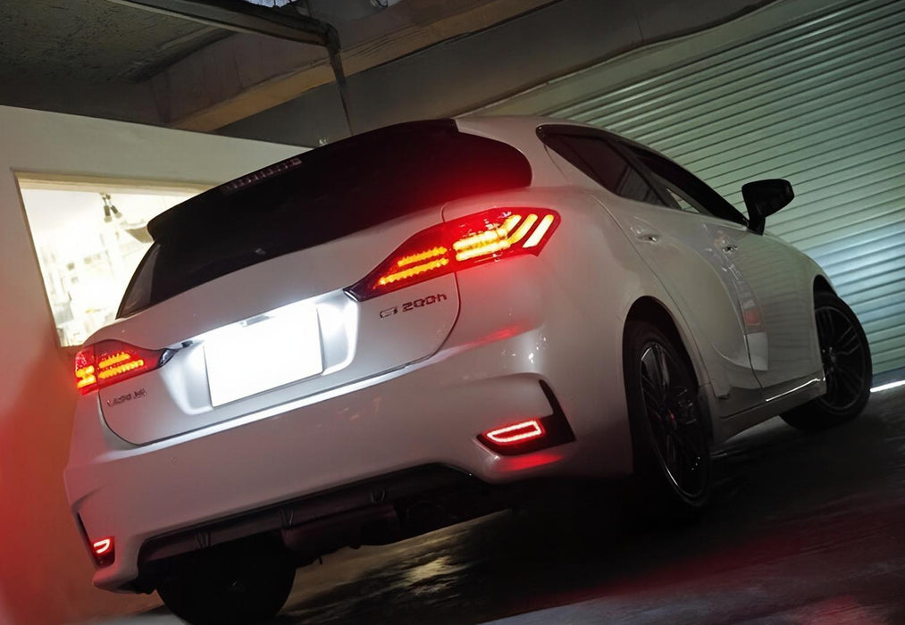Smoked Lens Full LED Rear Bumper Reflectors For Lexus CT200 as Tail/Brake/Signal