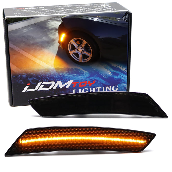 Smoked Lens Amber Full LED Front Bumper Side Markers For Chevu 2022-2024 Equinox