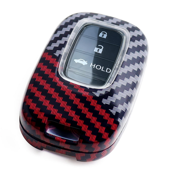 Black/Red Carbon Fiber Finish Plastic Key Fob Case Shell For Accord Civic CRV