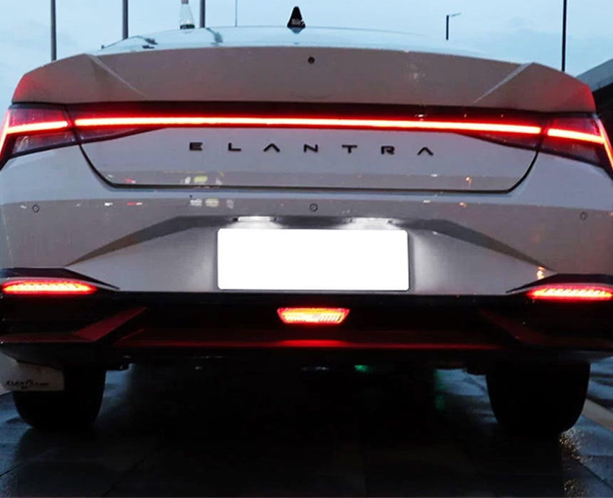 Dark Red Full LED Rear Bumper Reflectors For 2021-23 Elantra w/ Sequential Blink
