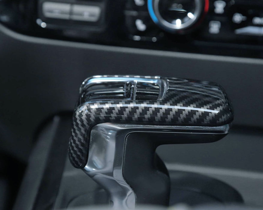 Gloss Black "Carbon Fiber" Pattern Shift Knob Cover For 2022-up Chevy Silverado