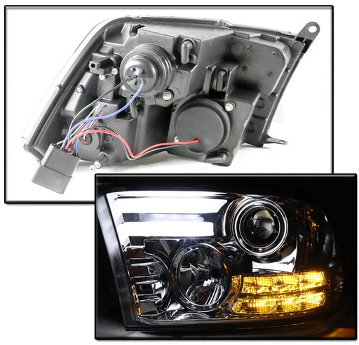 Chrome DRL Light Bar Projector Headlight For Dodge 2013-18 RAM 1500 2500 3500