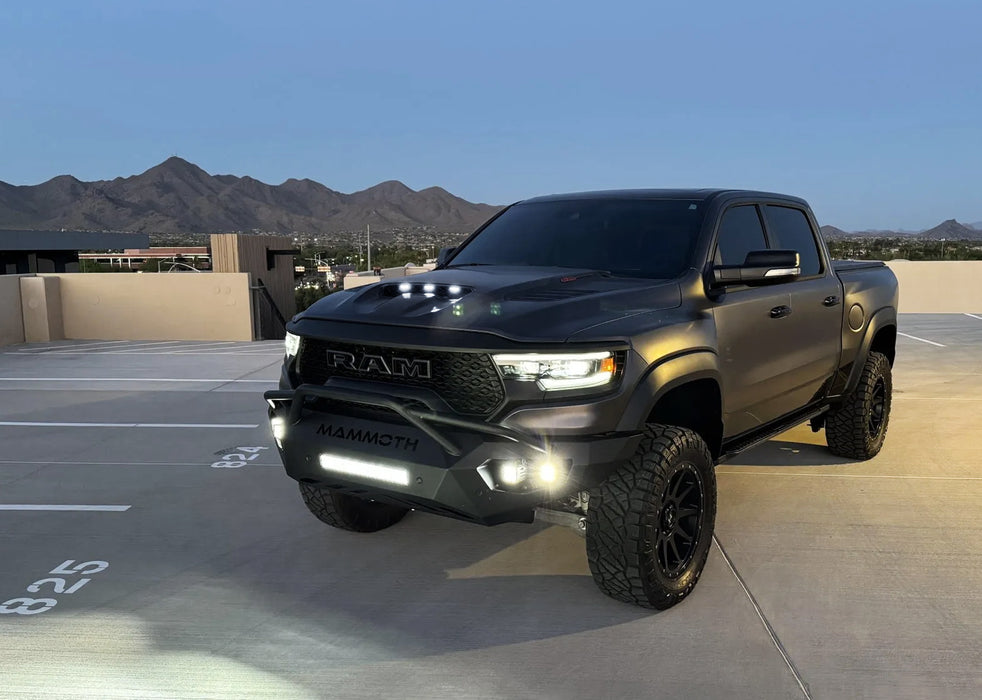 Smoked Lens White Full LED Hood Scoop Clearance Marker Lights For 21-up RAM TRX