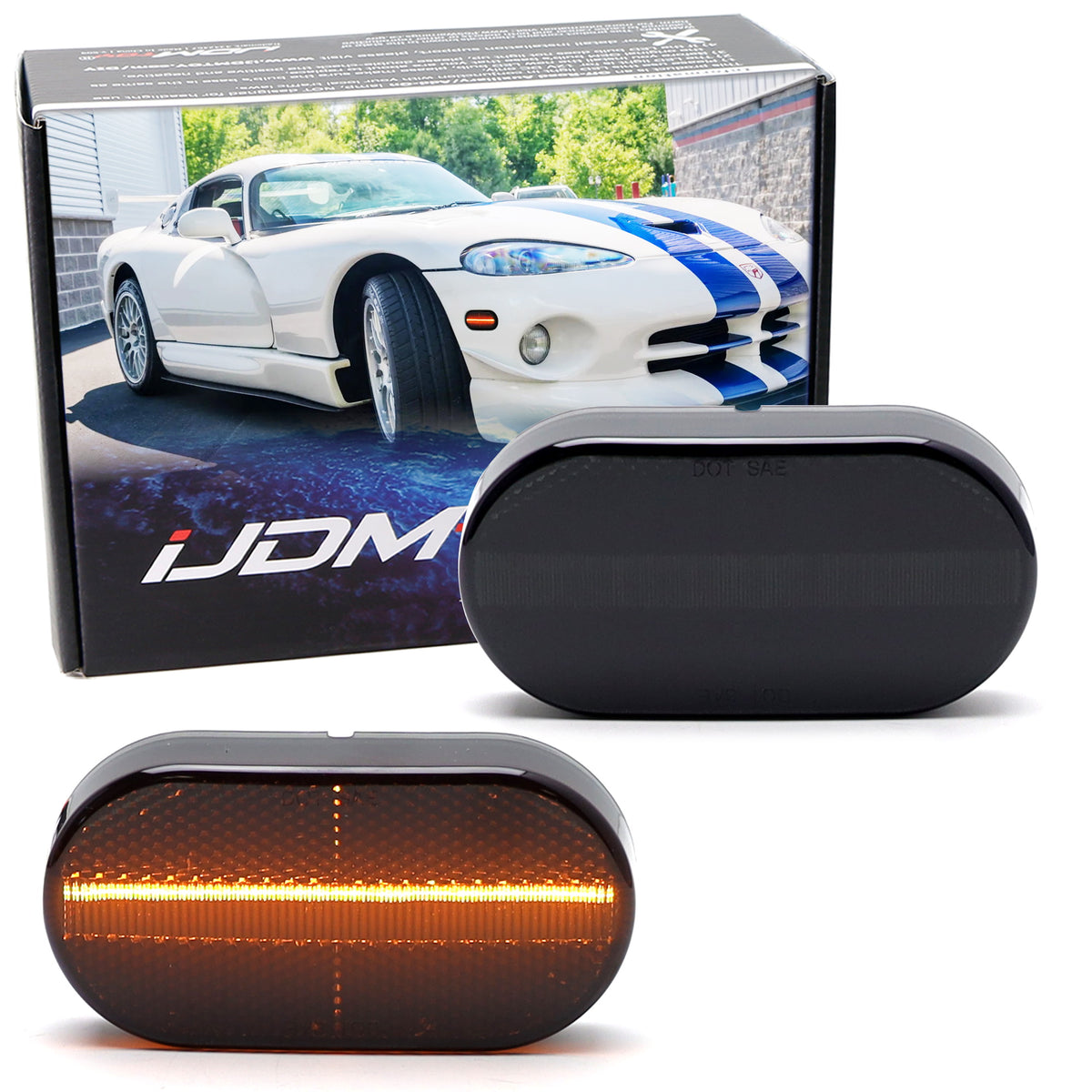 Smoke Lens Amber Full LED Front Side Marker Lights For Dodge 92-02