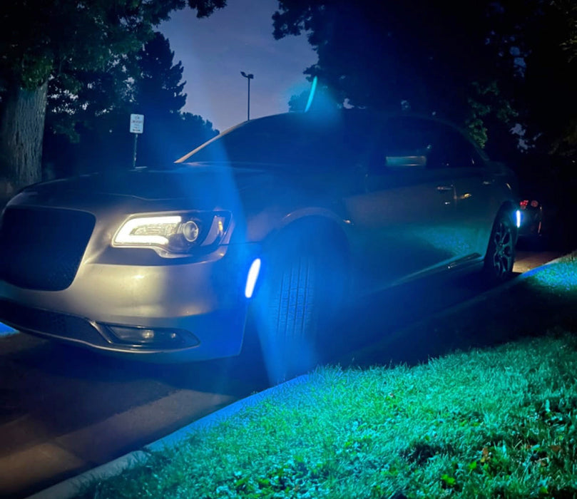 Smoked Lens All Blue Full LED Side Marker Light Kit For 2015-2023 Chrysler 300