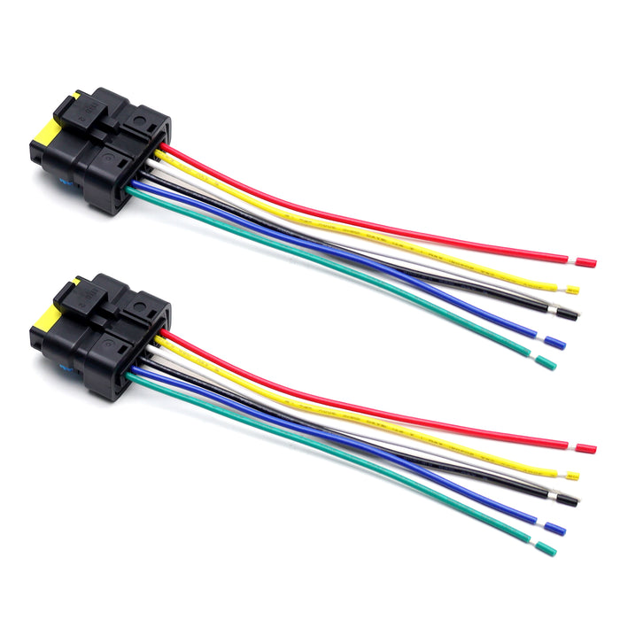 2pc 6-Pin Tail Light Repair Connectors w/ 12" Wires For Nissan Versa Sunny Almea