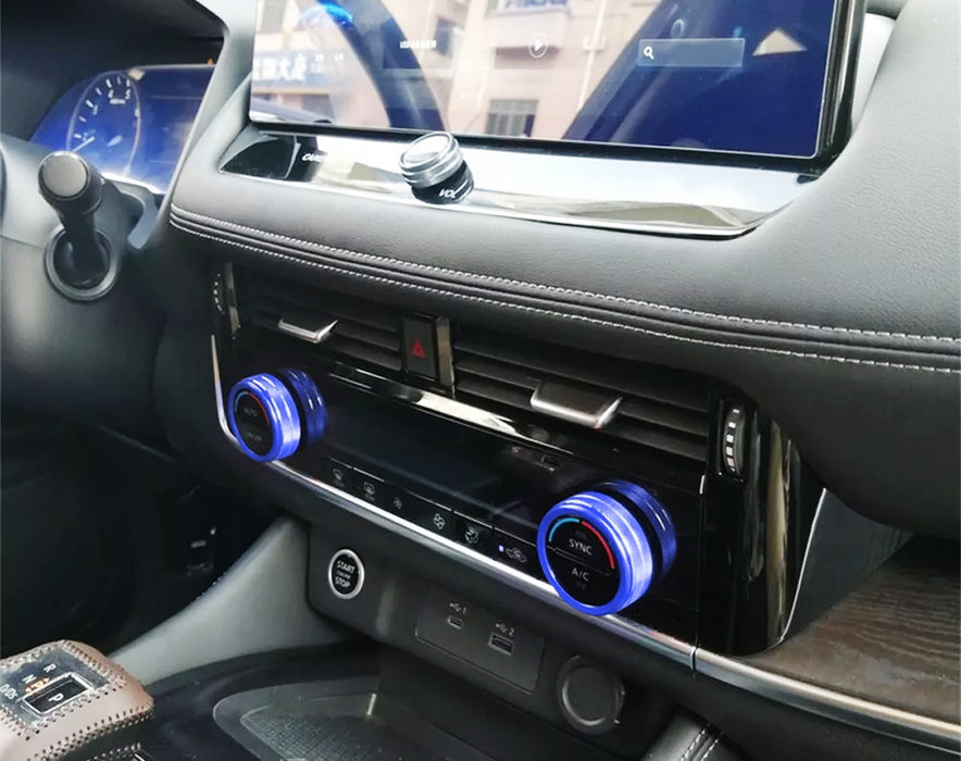 Sports Blue Dashboard AC Climate Control Decor Rings For Nissan 2021-2023 Rogue