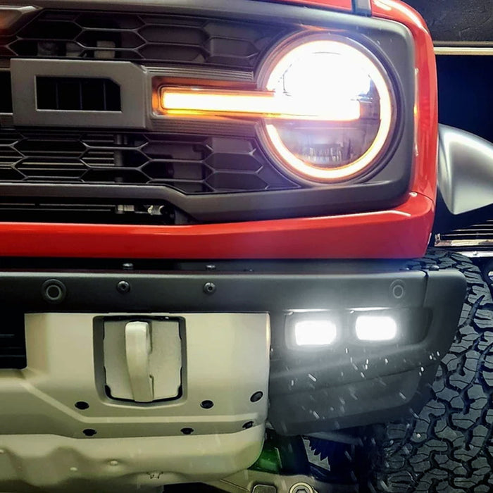 Raptor Style Dual-Pod White/Amber Switchback LED DRL For Bronco Modular Bumper