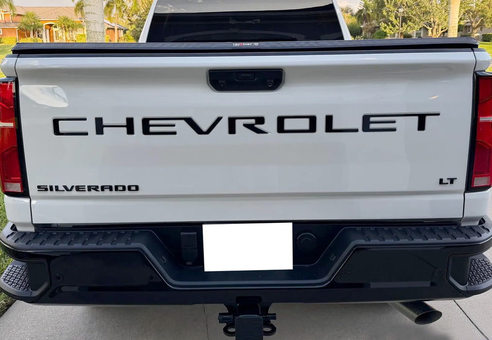 Matte Black Finish 3D Raised Tailgate Letter Pieces For 2019-26 Silverado Trucks