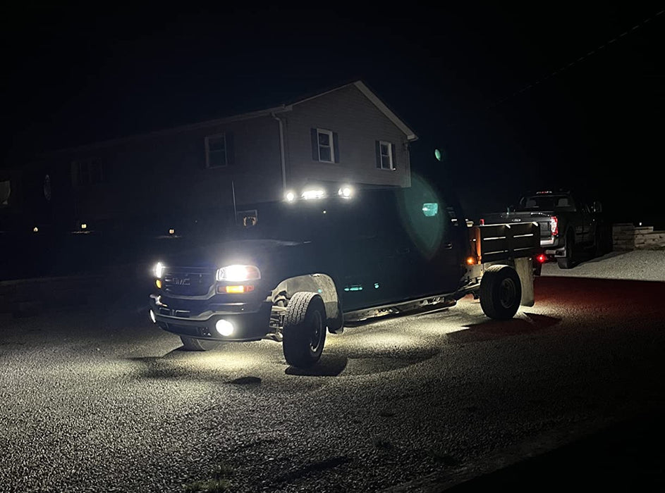 Clear Lens 3pc Cab Roof Marker Running Lights w/White LED Lamp For Truck SUV 4x4