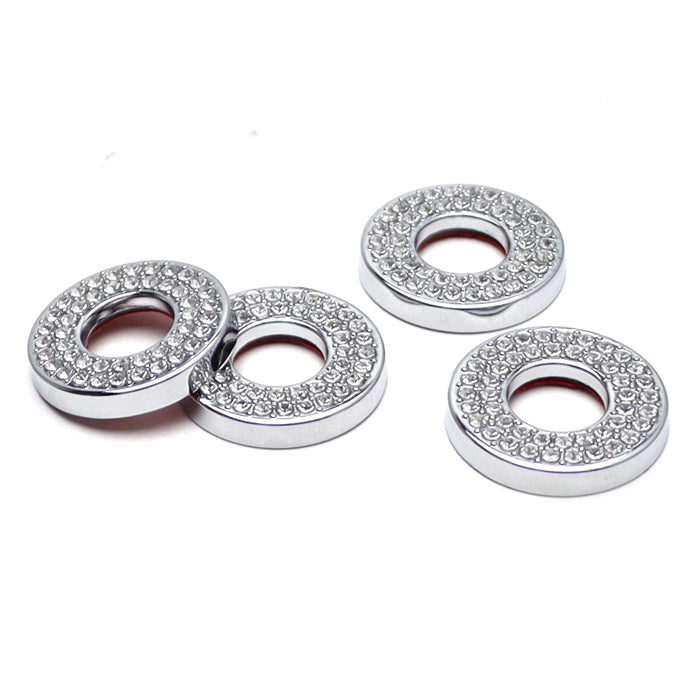4x Round Crystal Bling Alloy Door Lock Pin Decorative Rings For Mercedes C E GLC