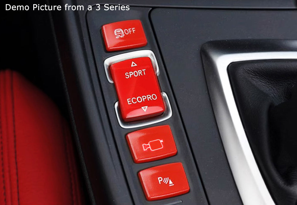 5pc M-Sport Red Center Console Button Cap Replacement Set For BMW F15 X5 F16 X6