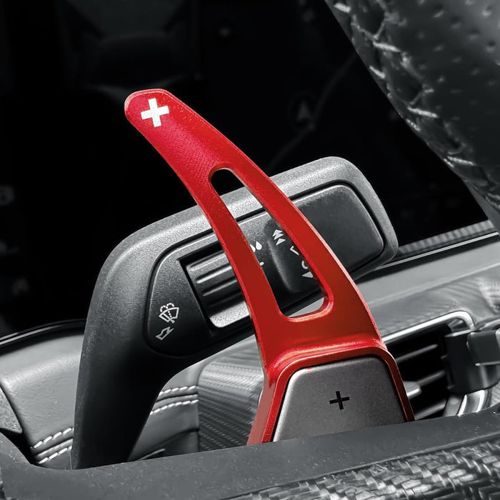 Red Aluminum Larger Performance Paddle Shifter Extensions For 24-up Ford Mustang