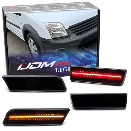 Smoked Lens Amber/Red LED Bumper Side Markers For Ford 2010-13 Transit Connect