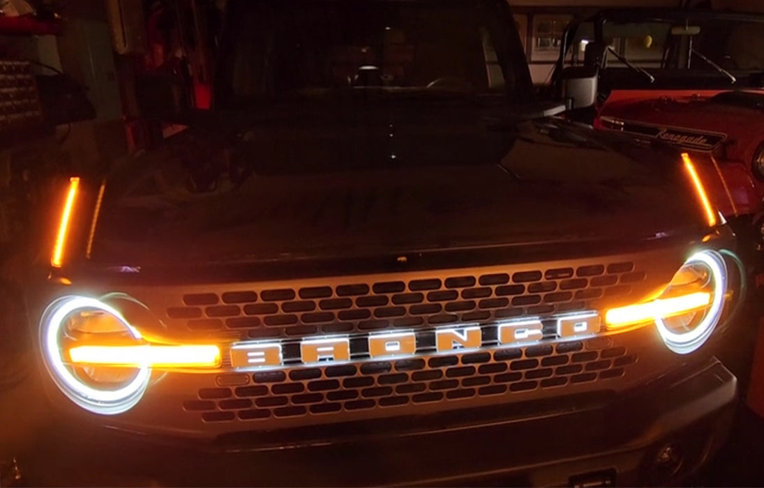 Hood Trail Sight Replace White/Amber Switchback LED DRL Markers For Ford Bronco