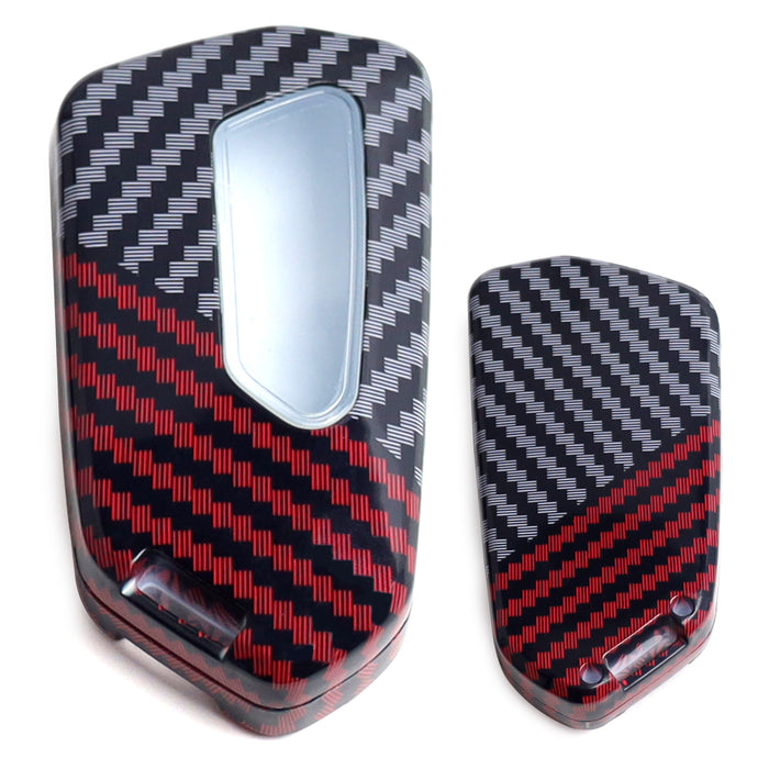 Black/Red Carbon Fiber Finish Plastic Key Fob Case Shell For VW MK8 Golf GTI ID4
